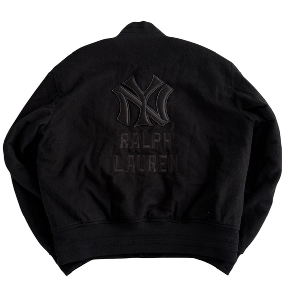 ‼️SOLD ‼️Ralph Lauren Men Yankees Cashmere Jacket Medium M Black Purple Labe - Picture 9 of 15